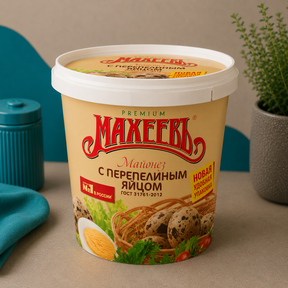 Майонез С перепелиным яйцом 50,5% Махеевъ, Ведро 3 кг