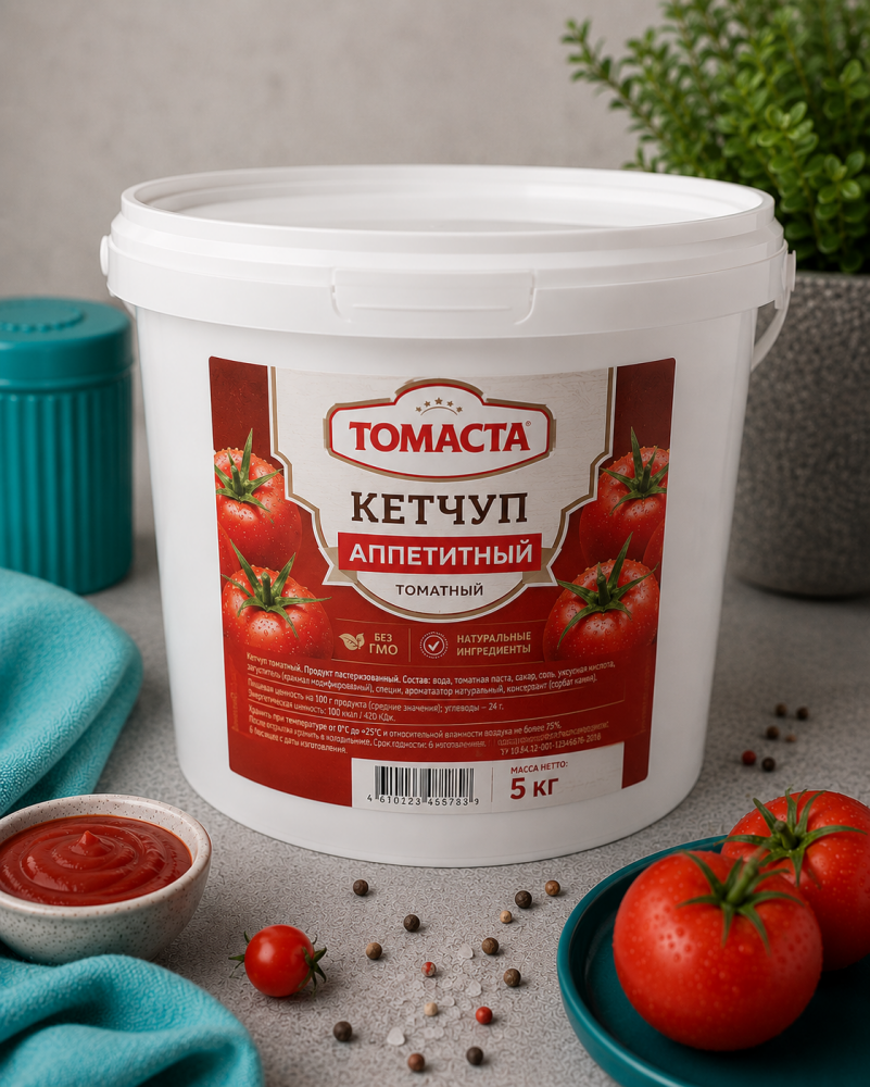 Кетчуп Аппетитный Томаста, Ведро 5 кг 
