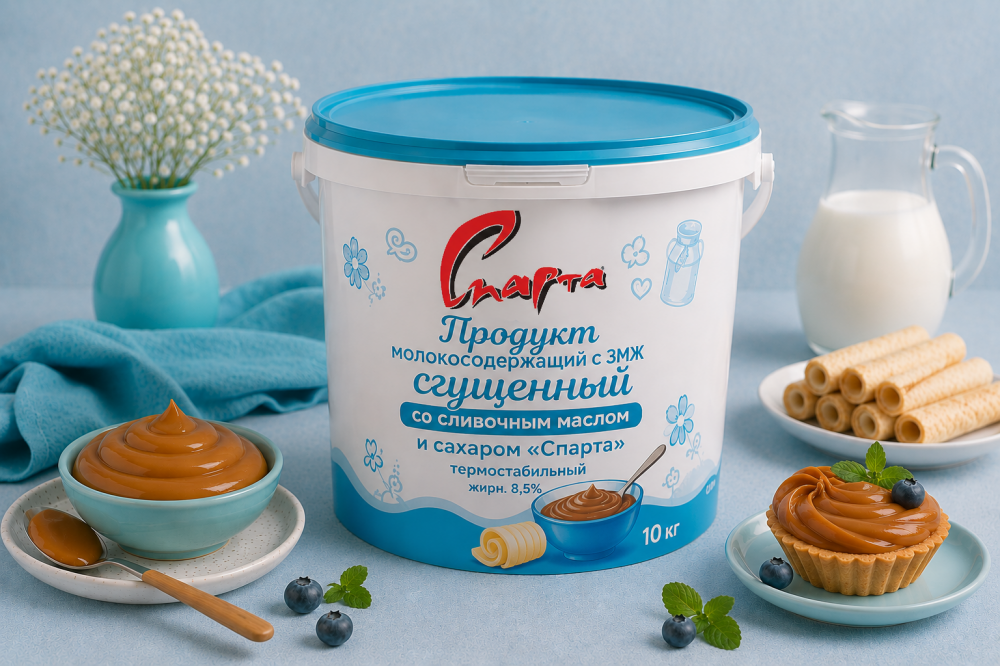 Продукт молокосодержащий с ЗМЖ сгущенный со сливочным маслом и сахаром «Спарта» термостабильный 8,5%
