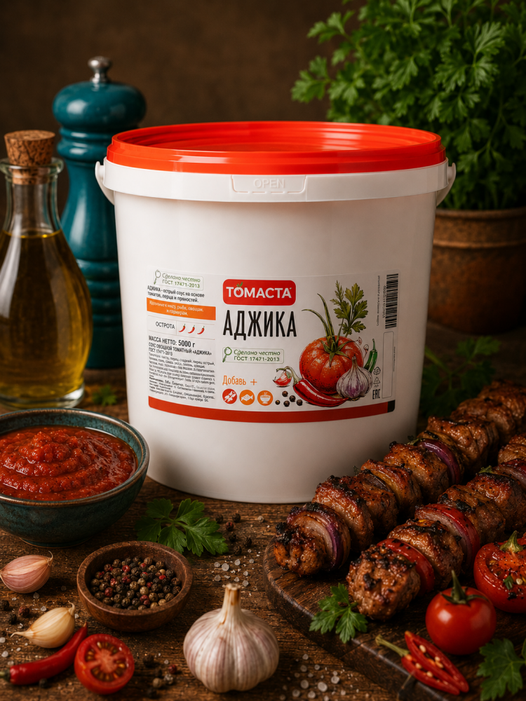 Соус Аджика Классическая Томаста, Ведро 1 кг 