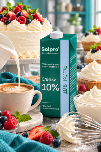 Сливки питьевые ультрапастеризованные 10% 1 л Solpro