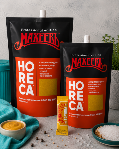 Горчица Русская Махеевъ, Дой-Пак 2 кг, 1 кг/Стик 10 грамм